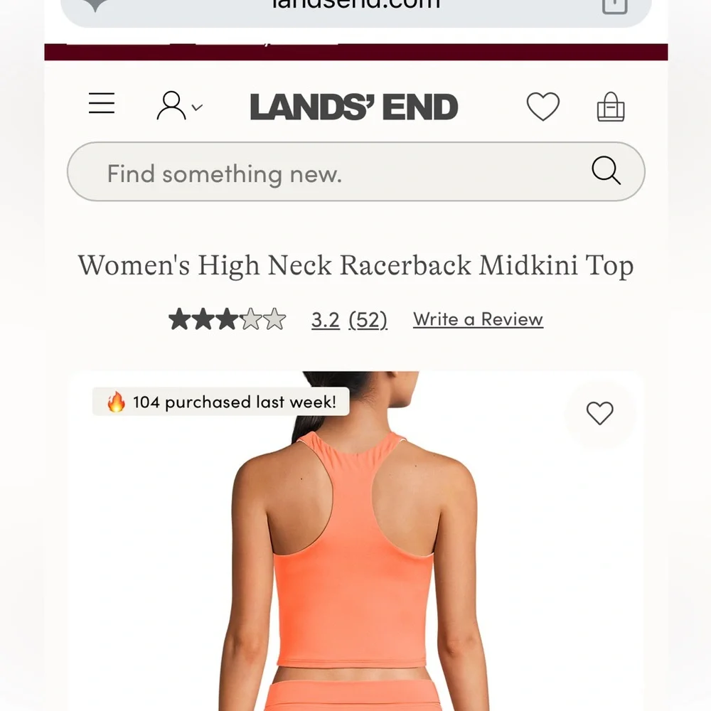 LANDS END Women’s swim skirt and tankini set, papaya orange. *Like New* 🧡 - Picture 4 of 5